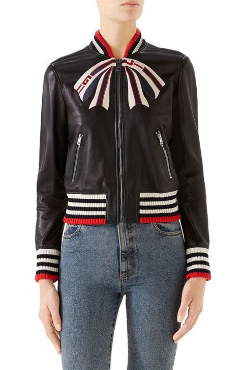 gucci leather jacket womens|gucci jacket without hoodie.